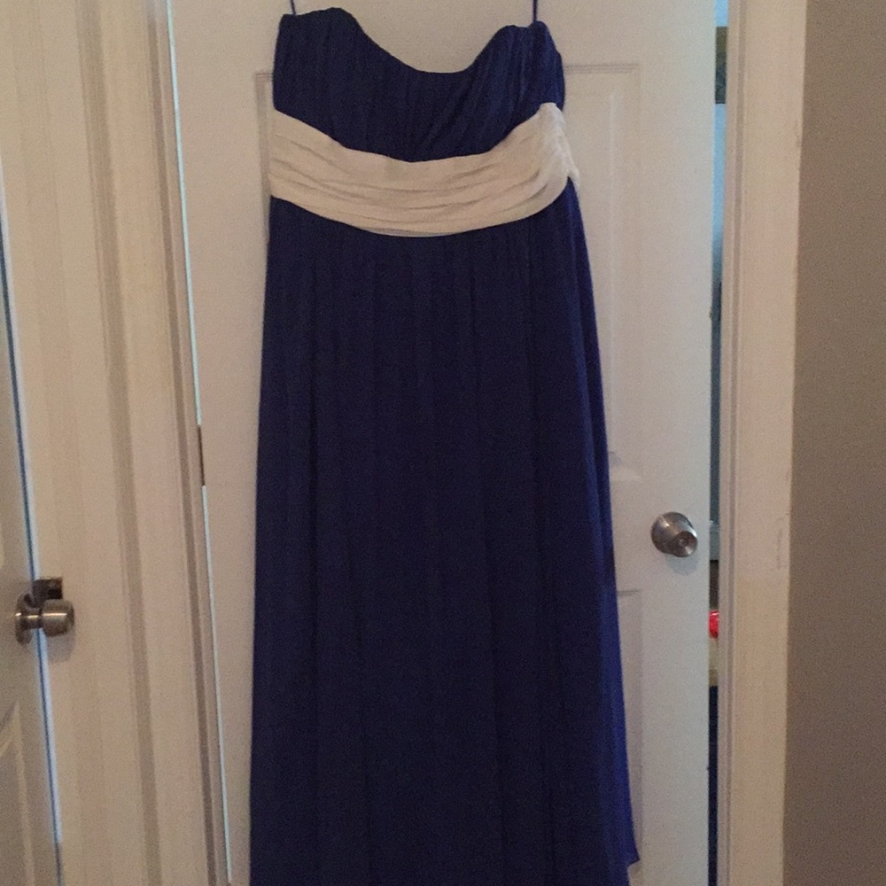 Royal Blue gown with White Sash